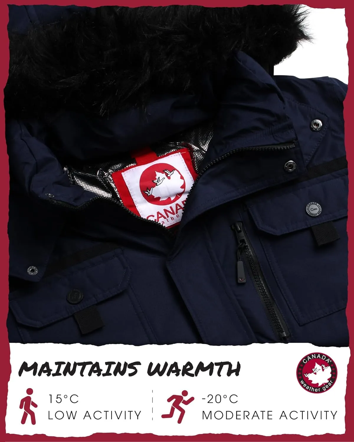 CANADA WEATHER GEAR Men's Parka - Heavyweight Ripstop Insulated ThermaFoil Lined Puffer Winter Jacket for Men (M-XXL)