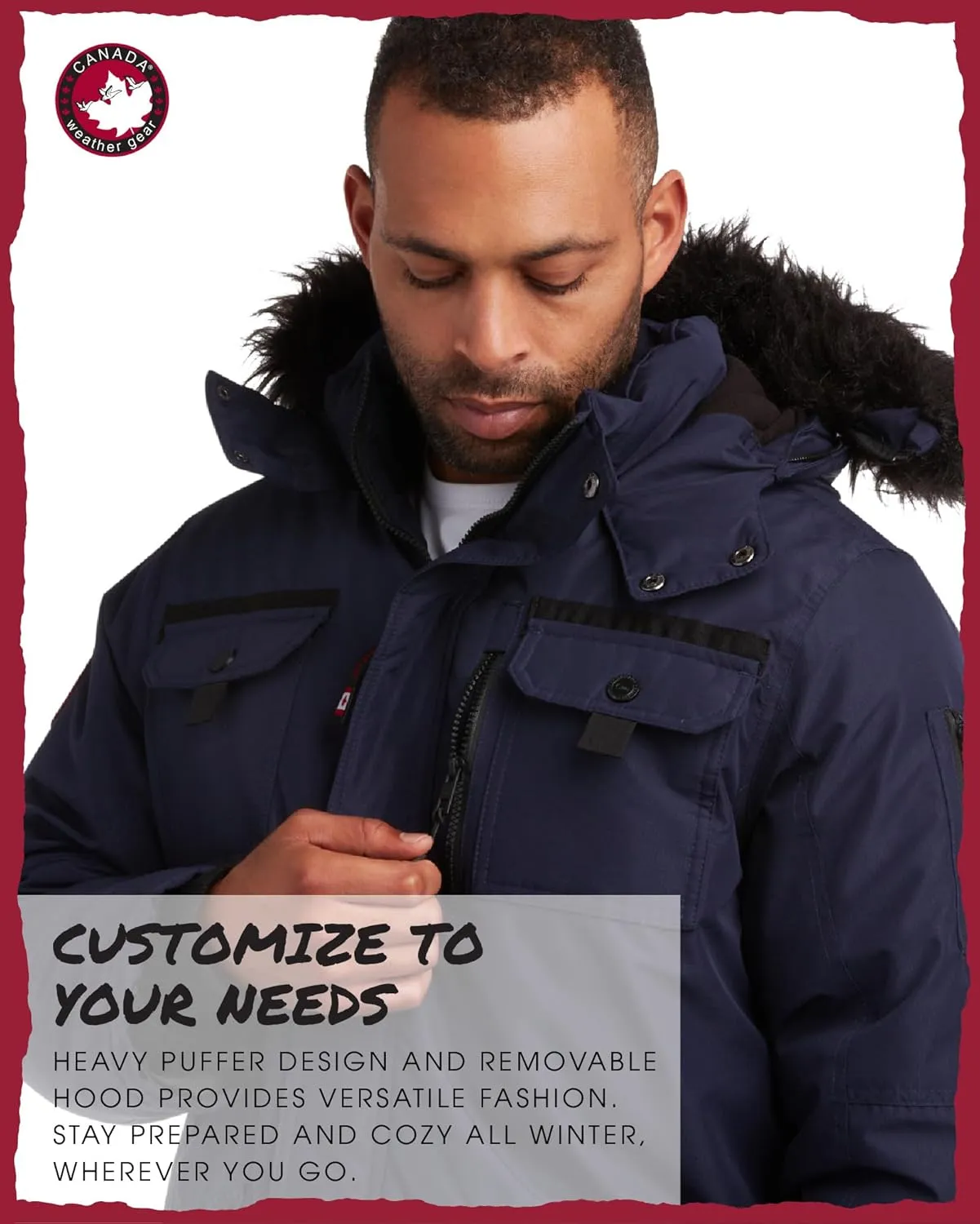 CANADA WEATHER GEAR Men's Parka - Heavyweight Ripstop Insulated ThermaFoil Lined Puffer Winter Jacket for Men (M-XXL)