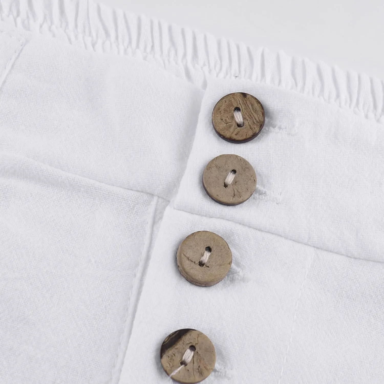 Capri Linen Pants for Women Petite Wide Leg Linen Pants Casual Loose Fit High Waisted Pants with Drawstrings