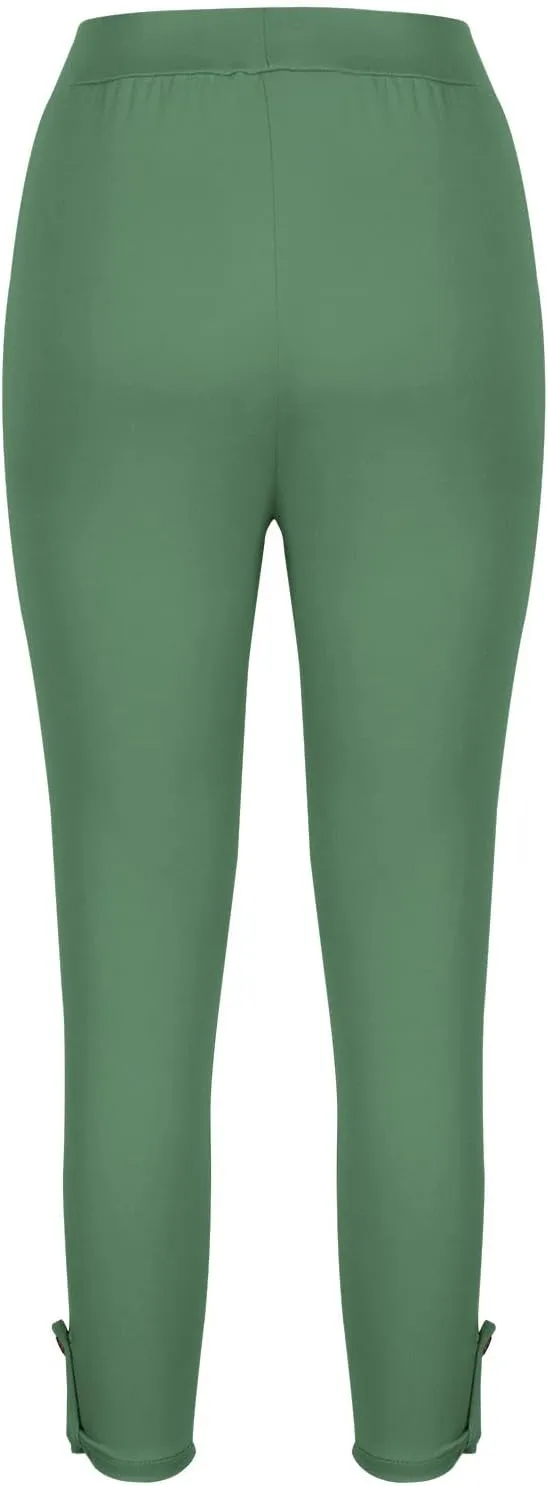 Capri Pants for Women Casual Summer Workout Leggings Stretch Knee Length Cropped Pants High Waisted Comfy Yoga Capris