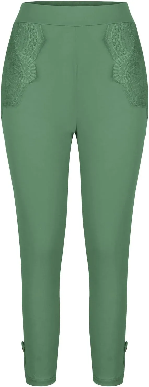 Capri Pants for Women Casual Summer Workout Leggings Stretch Knee Length Cropped Pants High Waisted Comfy Yoga Capris