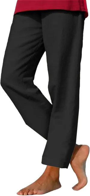 Casual Cotton Linen Pants Women Elastic High Waist Drawstring Tapered Leg Joggers Trousers Summer Beach Lounge Pants