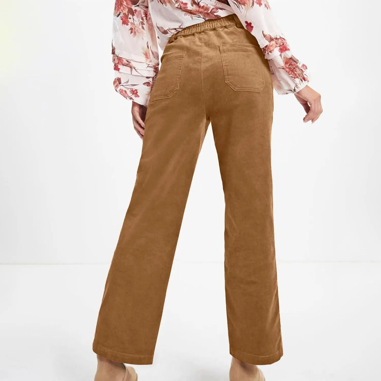 Casual Pants for Women 2025 Summer Straight Wide Leg Stretchy High Waist Solid Color Pants Trendy Baggy Loose Trousers