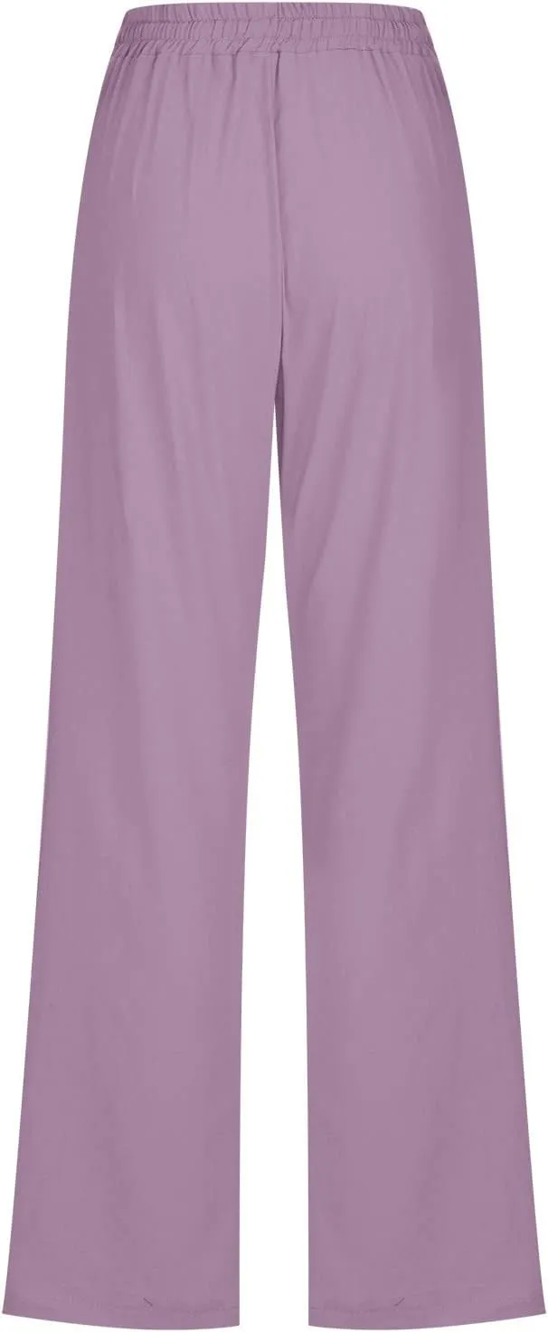 Ceboyel Women's Cotton Linen Pants Drawstring Causal Summer Pants Elastic Waist Trousers Trendy Baggy Laides Outfits 2023