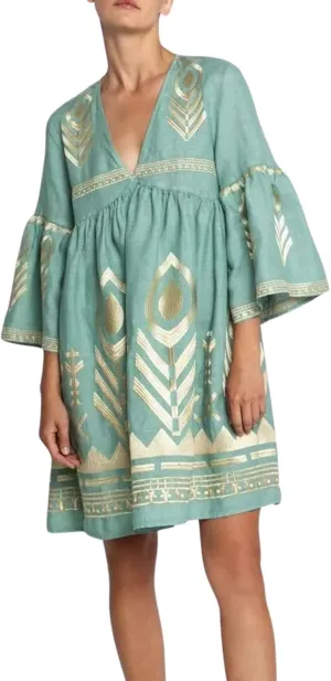 CHARTOU Women's V Neck Ruffle 3/4 Sleeve Babydoll Mini Dress Boho Beach Floral Summer Dress