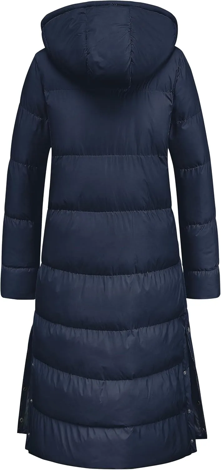 Chrisuno Women's Long Winter Coat Warm Windproof Quilted Puffer Jacket Thicken Puffy Parka With Hood