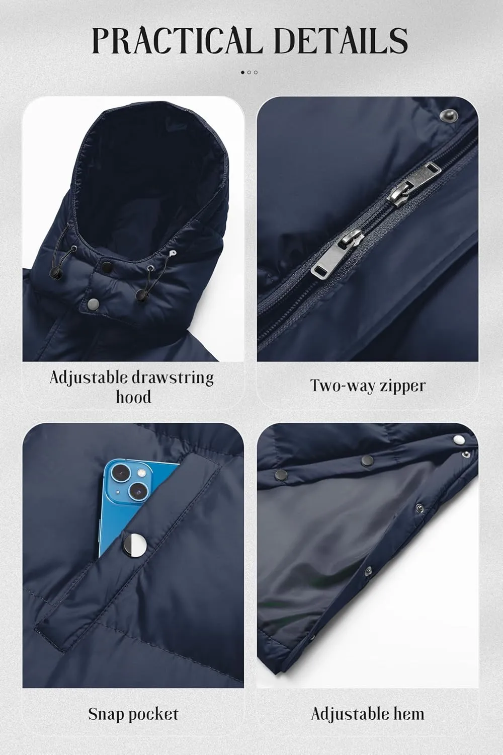 Chrisuno Women's Long Winter Coat Warm Windproof Quilted Puffer Jacket Thicken Puffy Parka With Hood
