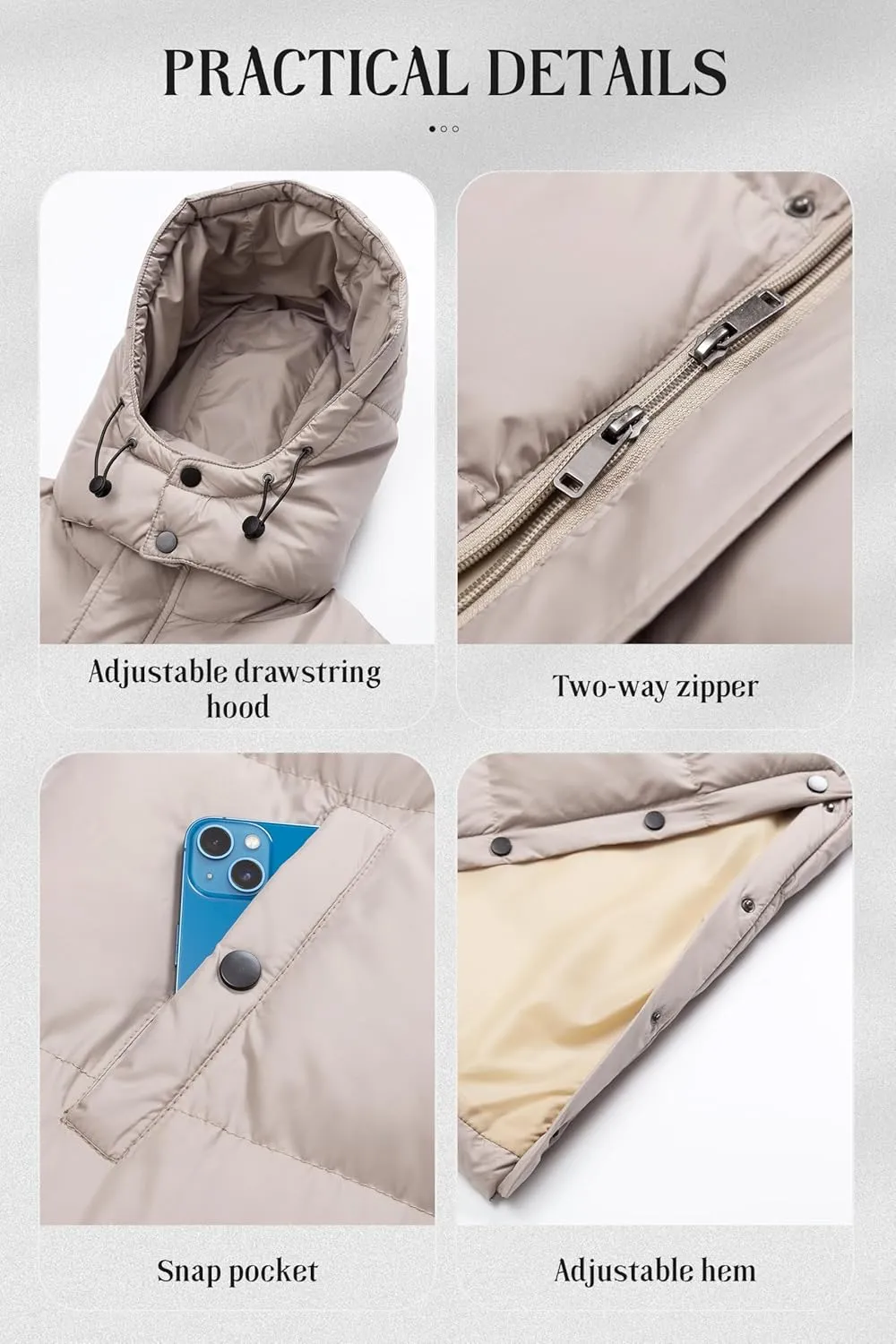 Chrisuno Women's Long Winter Coat Warm Windproof Quilted Puffer Jacket Thicken Puffy Parka With Hood