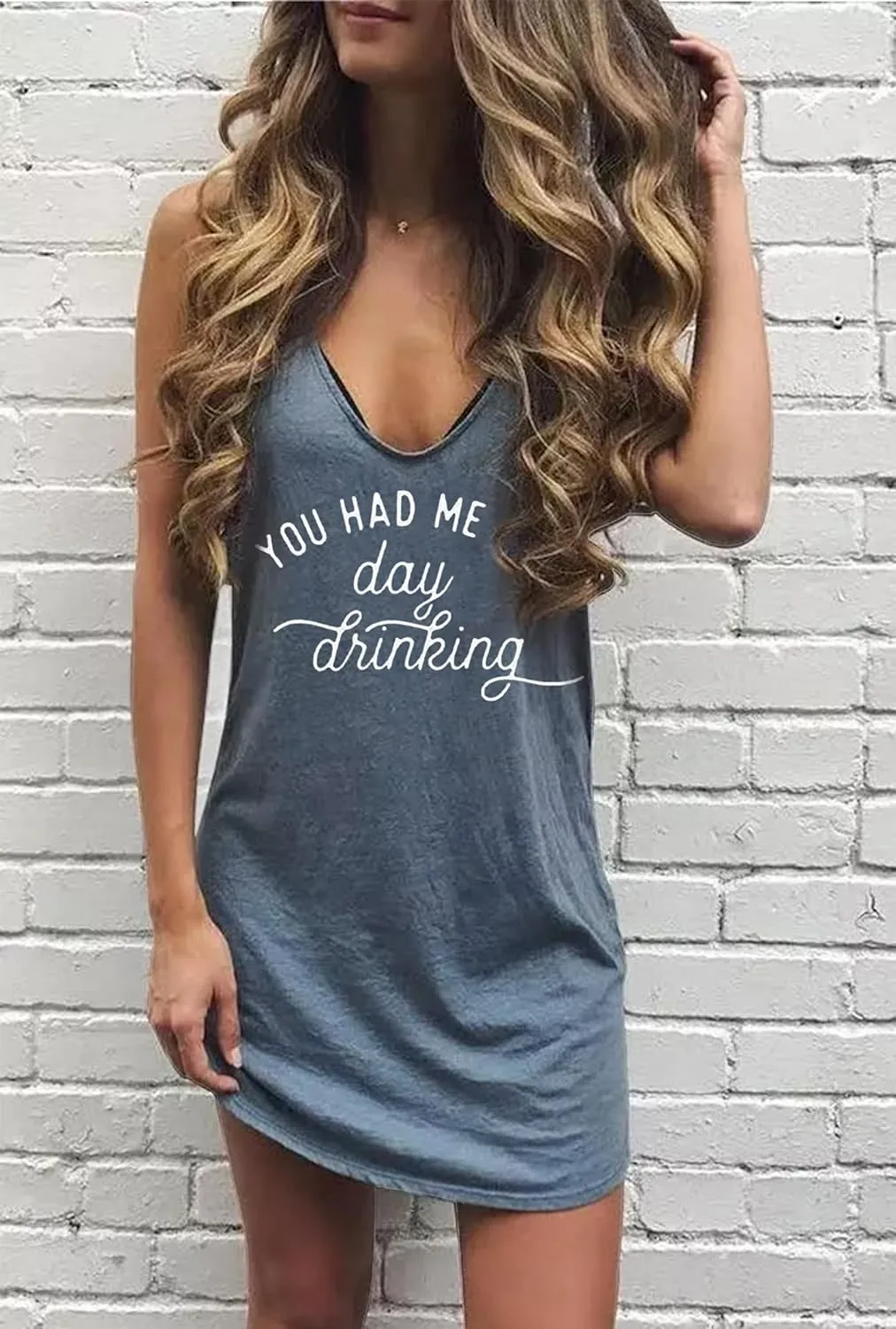 CHUNTIANRAN Mini Dress for Women Summer Beach Vacation T Shirts Sundress Sexy V Neck Sleeveless Tanks Dresses