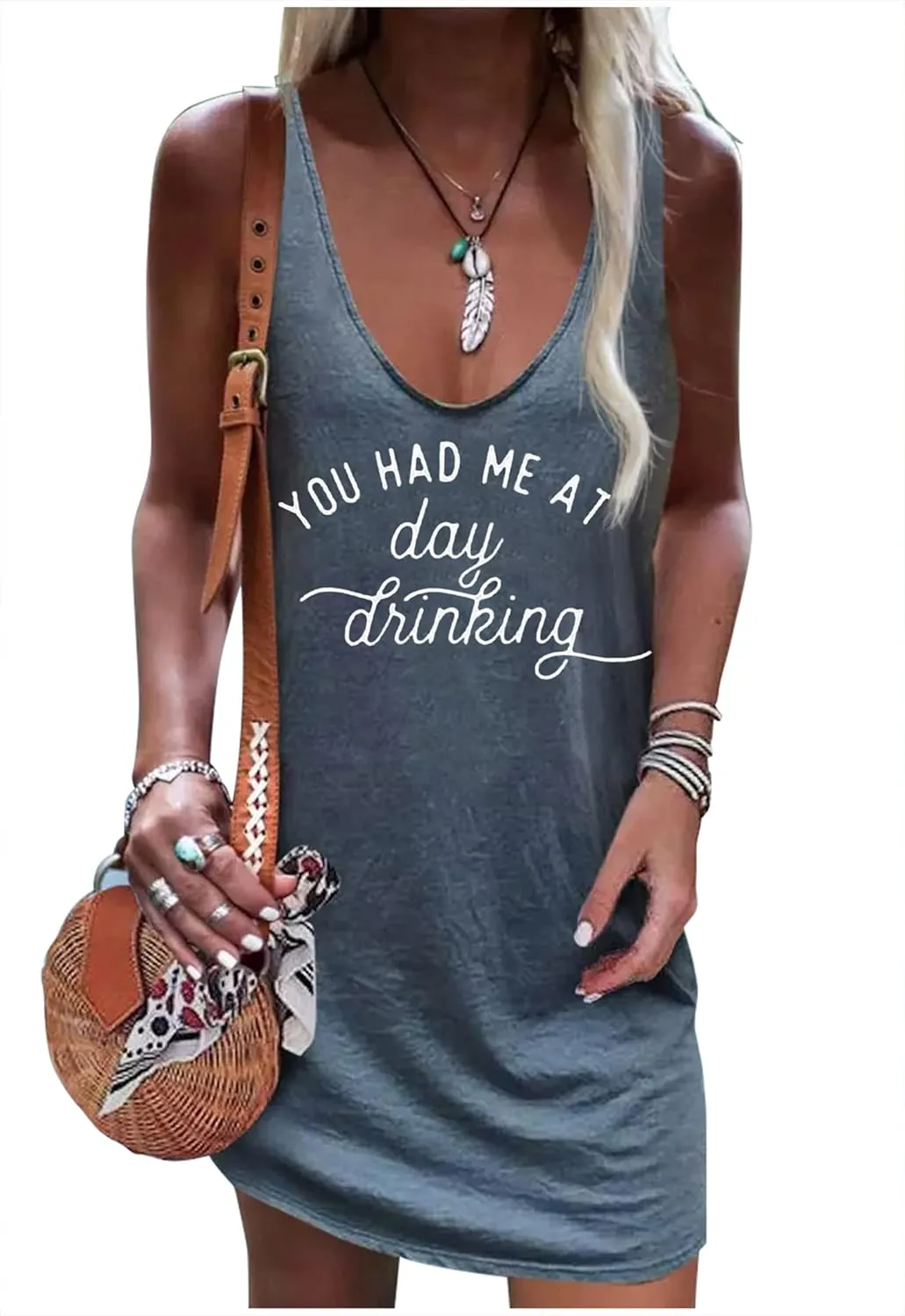 CHUNTIANRAN Mini Dress for Women Summer Beach Vacation T Shirts Sundress Sexy V Neck Sleeveless Tanks Dresses