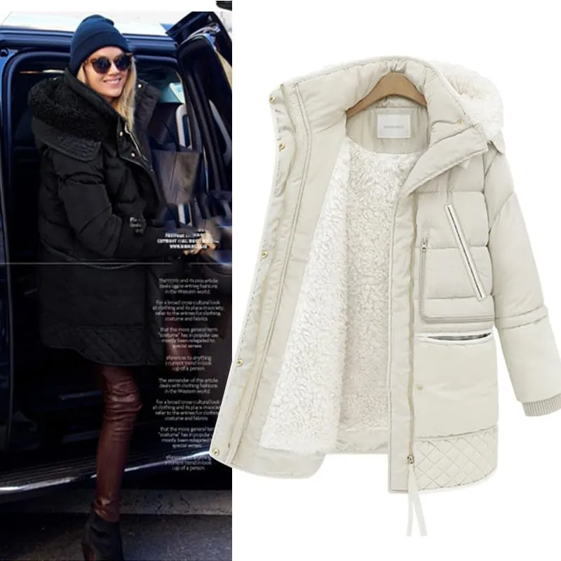CJQJPNZ Winter Jacket Women Thick Warm Hooded Parka Mujer Cotton Padded Coat Long Paragraph Plus Size Jacket Female-