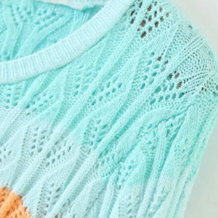 COLOR STRIPED KNITTED SWEATER WITH SKIRT