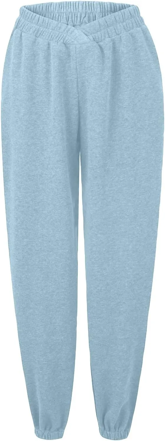 Comfy Pants,Women's High Waist Solid Color Casual Trousers Workout Sports Joggers Pants with Spring&Summer Clothing