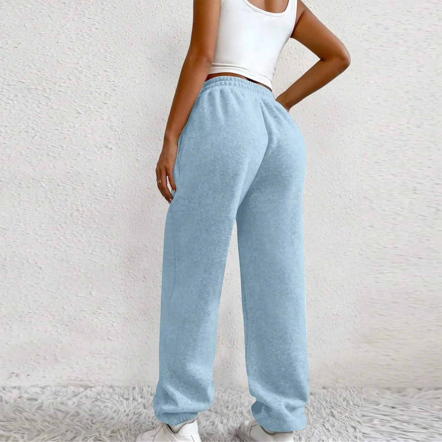 Comfy Pants,Women's High Waist Solid Color Casual Trousers Workout Sports Joggers Pants with Spring&Summer Clothing