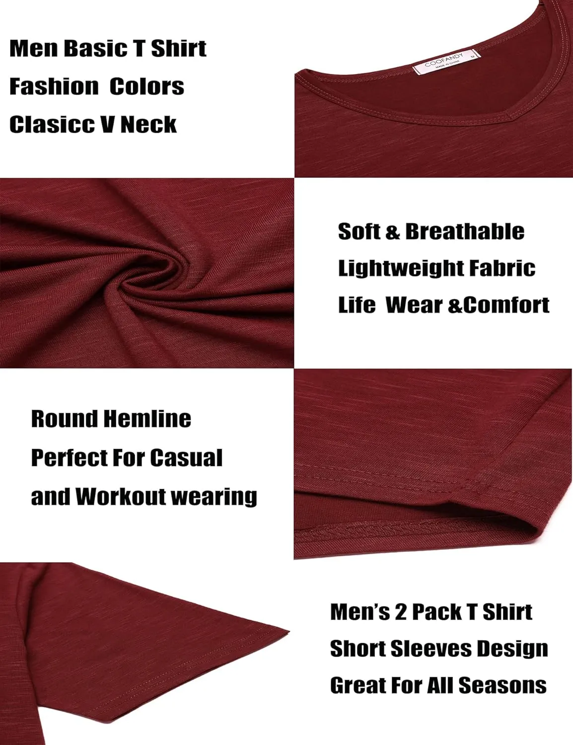 COOFANDY Mens 2 Pack Muscle V Neck T Shirt Fitted Gym Workout Short Sleeve Bodybuilding Tee