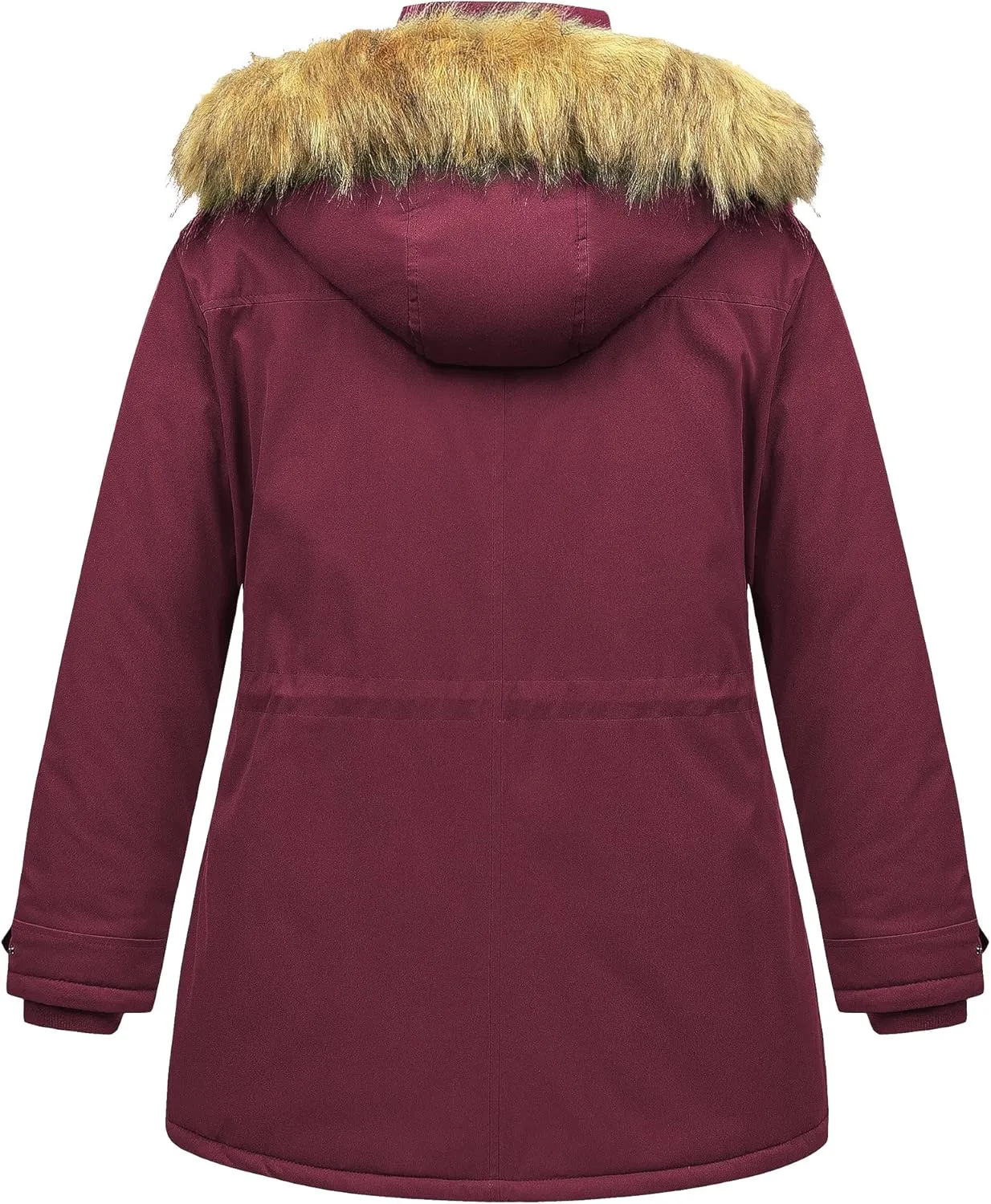 CREATMO US Women's Plus Size Winter Coat Waterproof Long Puffer Jacket Warm Military Thicken Parka with Fur Hood