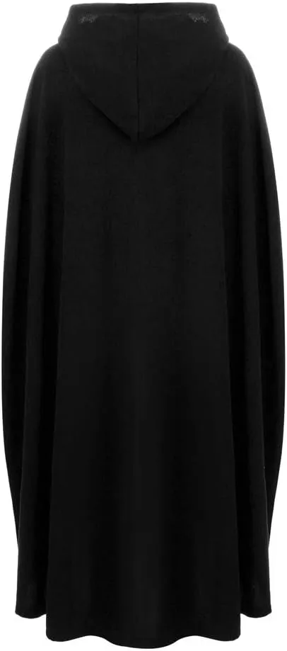 DDAPJ pyju Womens Hooded Open Front Cardigan Wool Blend Long Cape Coat Winter Casual Maxi Cloak Trench Coat Outwear Jacket