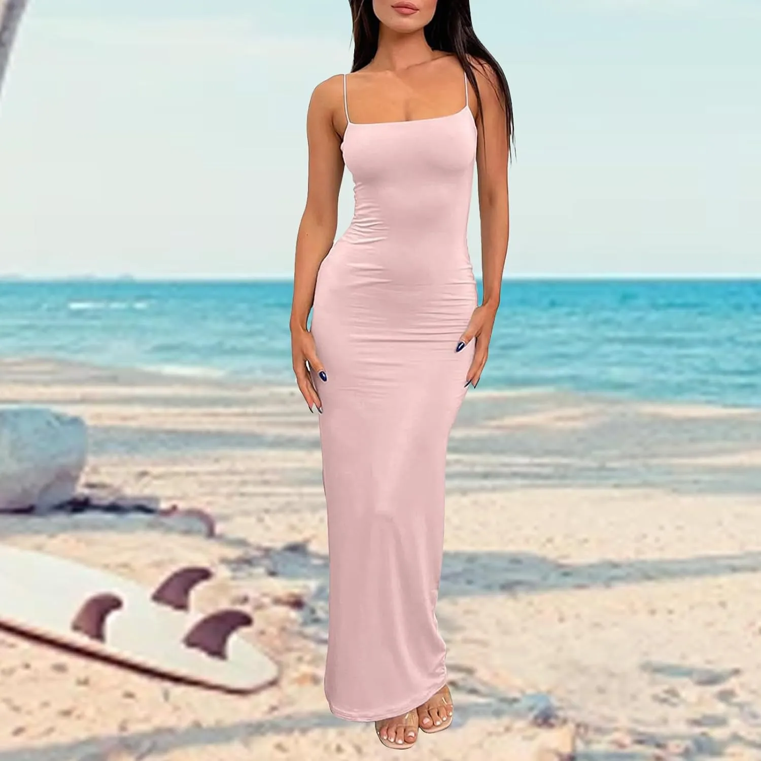 Dresses for Women 2025 Spaghetti Strap Bodycon Dresses Sexy Backless Sleeveless Summer Sundress 2025