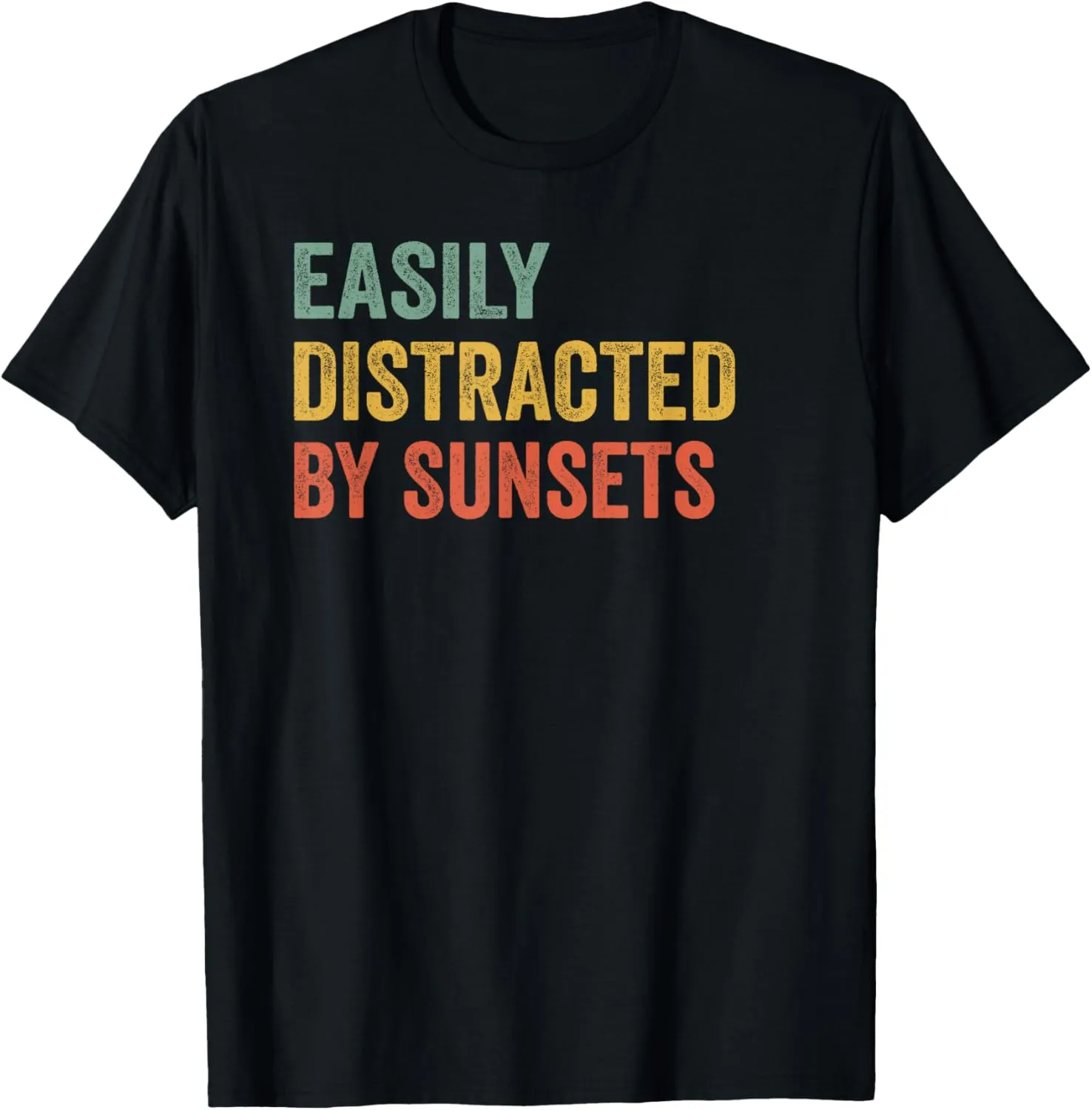 Easily Distracted By Sunsets Pilot Distressed Vintage Retro T-Shirt