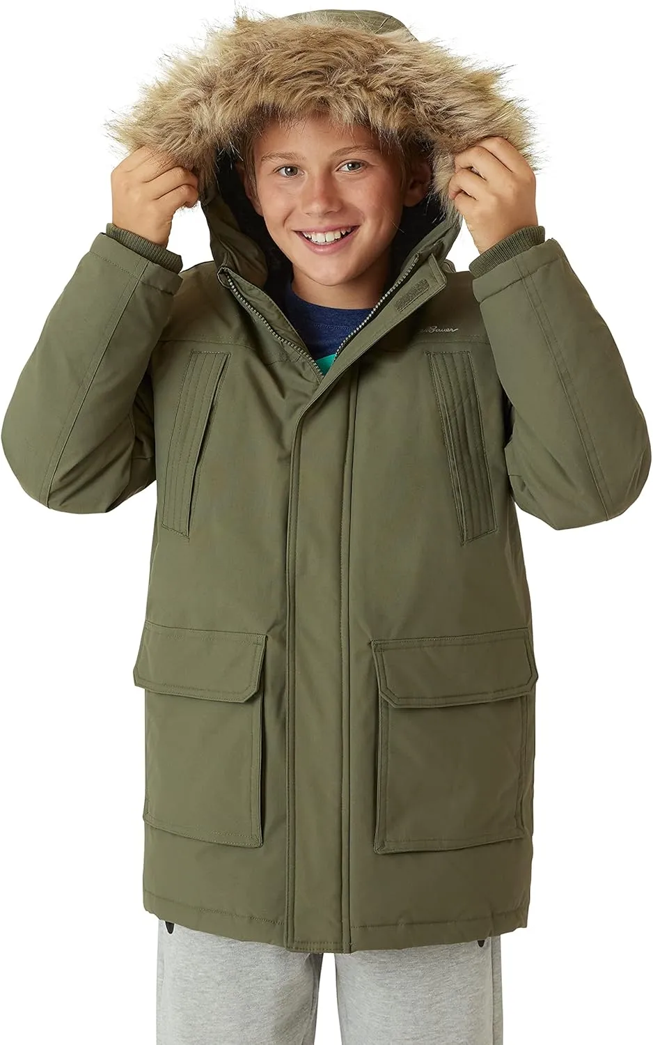 Eddie Bauer Boys' Winter Coat  Waterproof Heavyweight Down Parka Jacket with Faux Fur Hood (3-20)