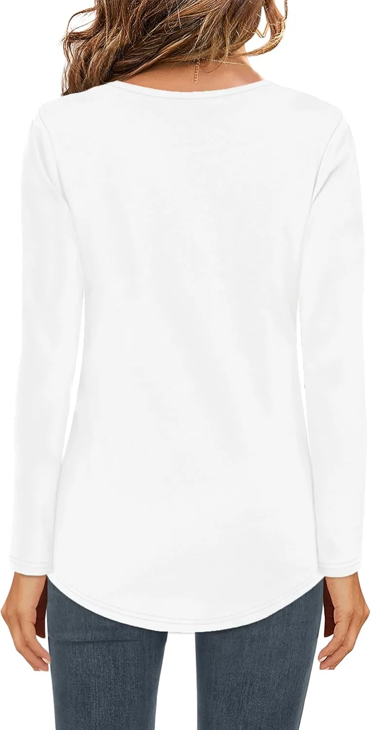 Elesomo Womens Tshirts Cotton V Neck Tee Shirts for Summer and Fall