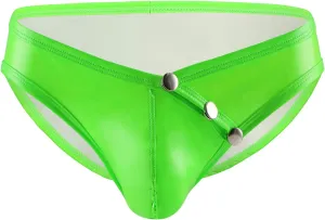 Evankin Mens Faux Leather Underwear Sexy Button Boxer Briefs Patent Leather Wet Look Panties Metallic Shiny Bikini