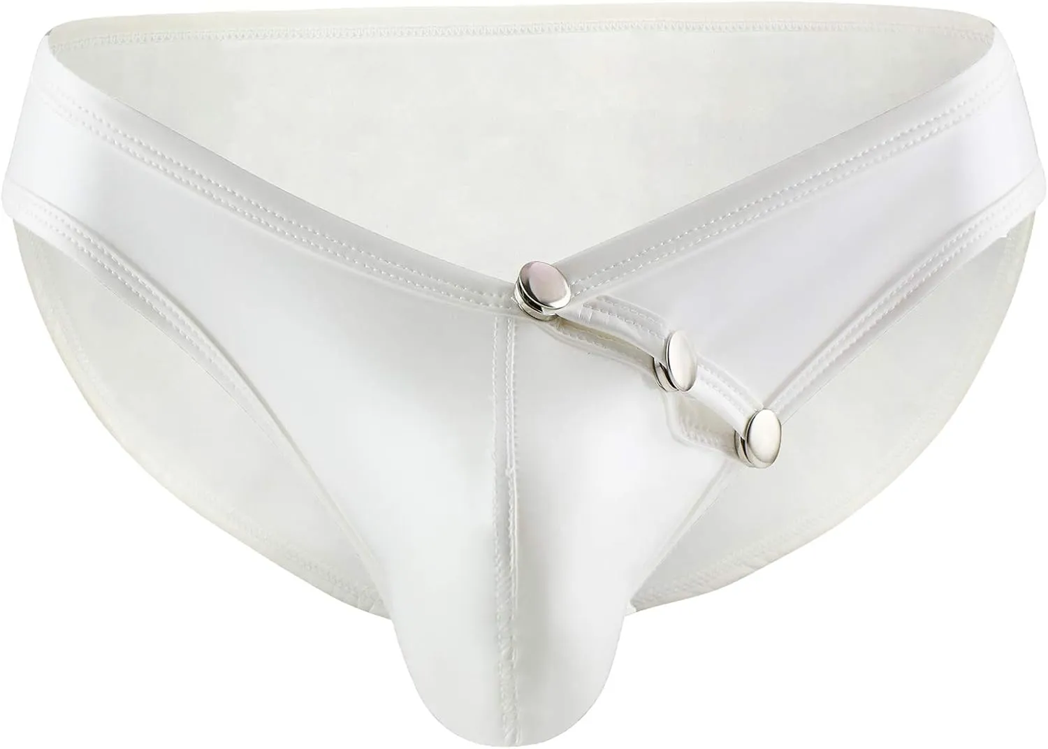 Evankin Mens Faux Leather Underwear Sexy Button Boxer Briefs Patent Leather Wet Look Panties Metallic Shiny Bikini