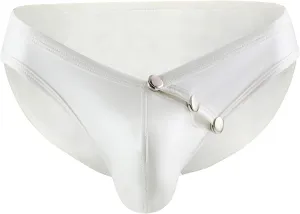 Evankin Mens Faux Leather Underwear Sexy Button Boxer Briefs Patent Leather Wet Look Panties Metallic Shiny Bikini