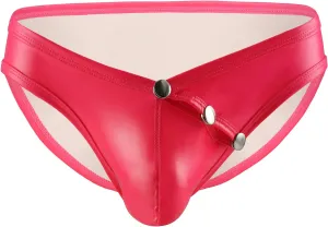 Evankin Mens Faux Leather Underwear Sexy Button Boxer Briefs Patent Leather Wet Look Panties Metallic Shiny Bikini