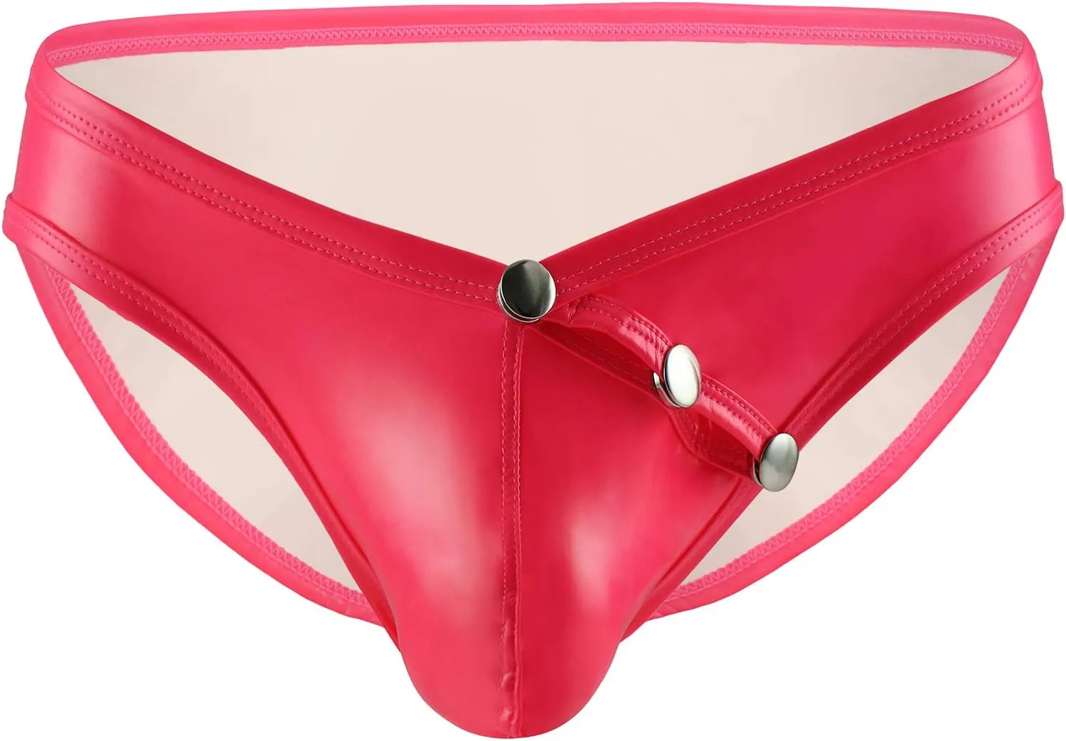 Evankin Mens Faux Leather Underwear Sexy Button Boxer Briefs Patent Leather Wet Look Panties Metallic Shiny Bikini