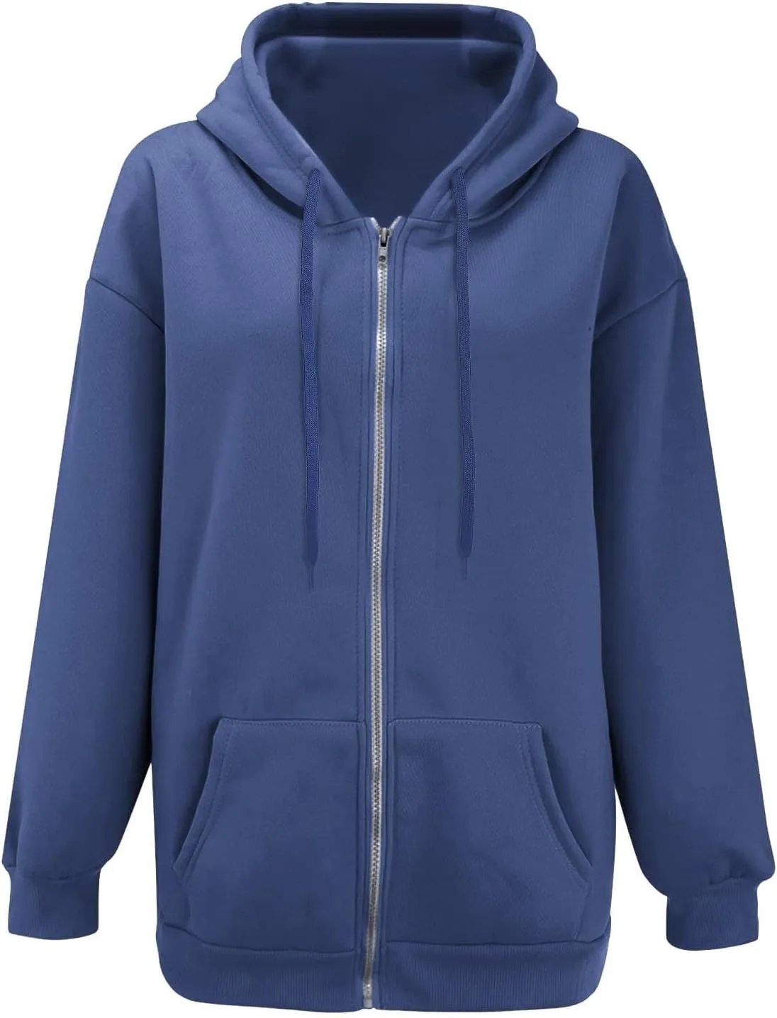 Fall Oversized Jackets for Women Casual Solid Color Zip Up Open Front Long Sleeve Hooded Coat Fashion Chunky Hoodies