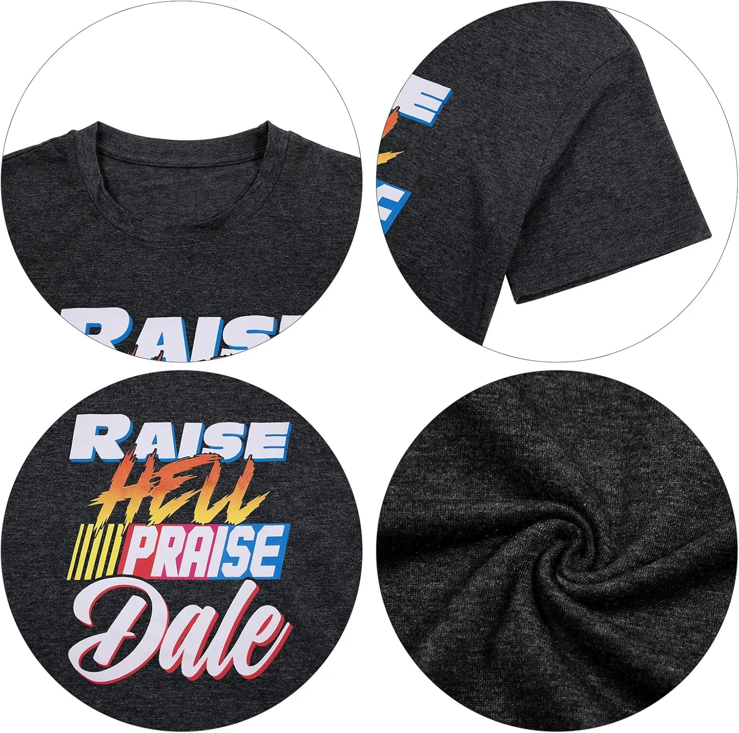 FASHGL Raise Hell Praise Dale Shirt Women Racing T-Shirt Vintage Tee Race Day Casual Short Sleeve Tops