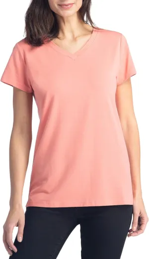 Fishers Finery Women's Ecofabric Short Sleeve Classic Fit V Neck Tee