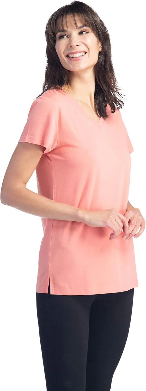 Fishers Finery Women's Ecofabric Short Sleeve Classic Fit V Neck Tee