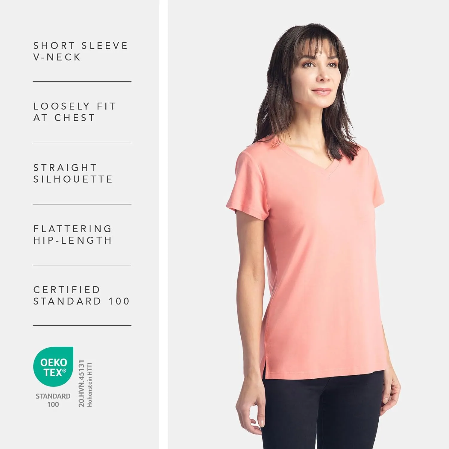 Fishers Finery Women's Ecofabric Short Sleeve Classic Fit V Neck Tee