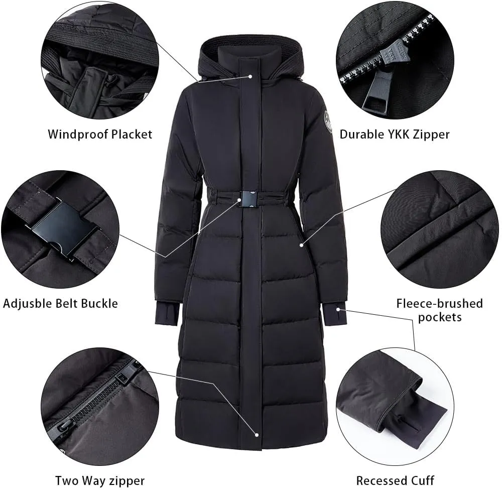 Fitouch Olym Women's Long Down Puffer Parka Jacket | Waterproof | 750  Fill Power