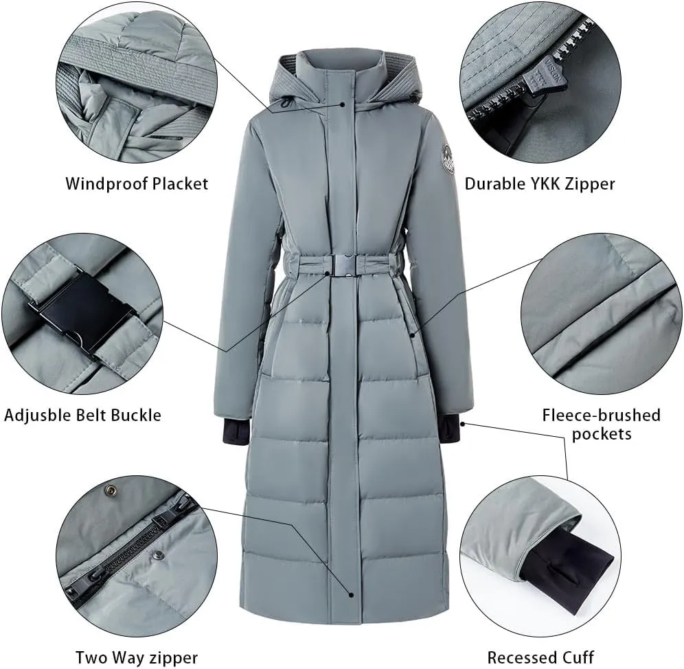 Fitouch Olym Women's Long Down Puffer Parka Jacket | Waterproof | 750  Fill Power