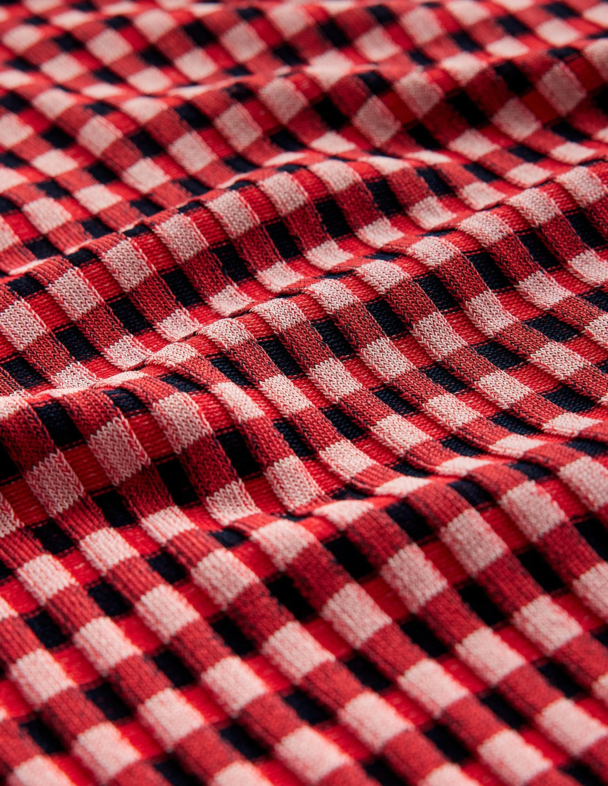 Fitted Check Jumper-Hot Pepper, Marshmallow