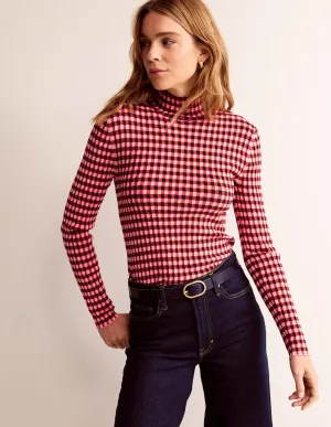 Fitted Check Jumper-Hot Pepper, Marshmallow