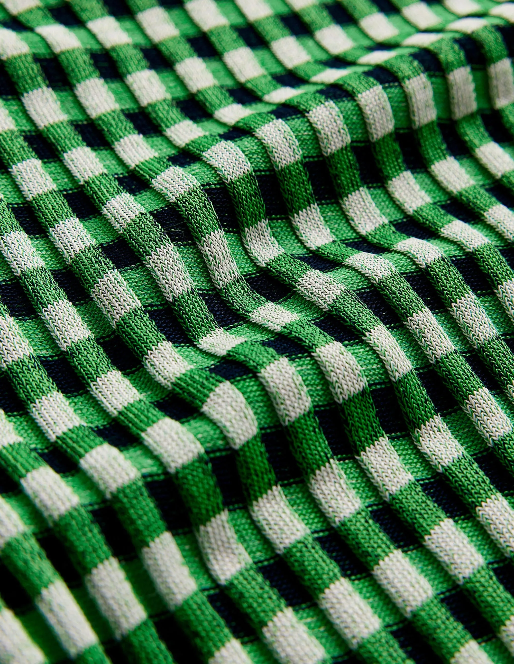 Fitted Check Jumper-Navy, Bright Green