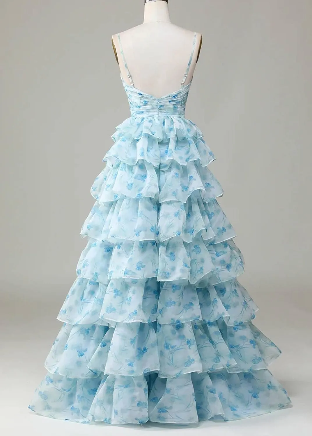 Floral Prom Dresses for Women 2025 Long Ball Gown Tiered Ruffle Chiffon Formal Evening Gown