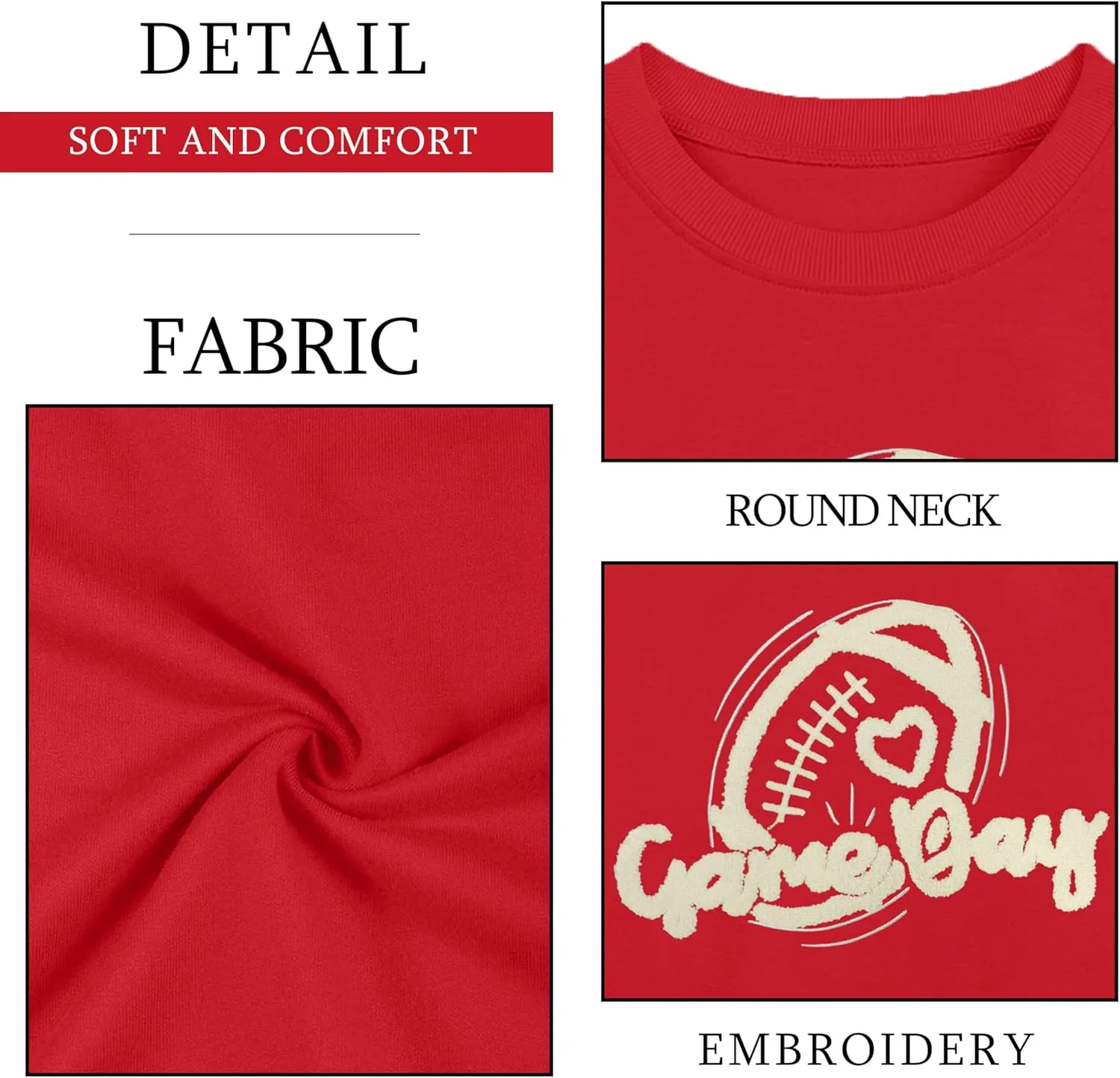 Game Day Sweatshirt Women Cute Football Graphic Pullover Shirt Football Season Long Sleeve Tops
