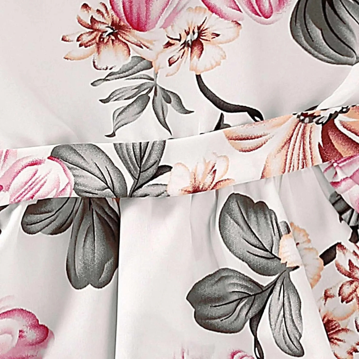 Girls 4 to 7 Years Old Floral Print Ruffle V Neck Sleeveless Dress Round Neck Mini Dress Baby Set