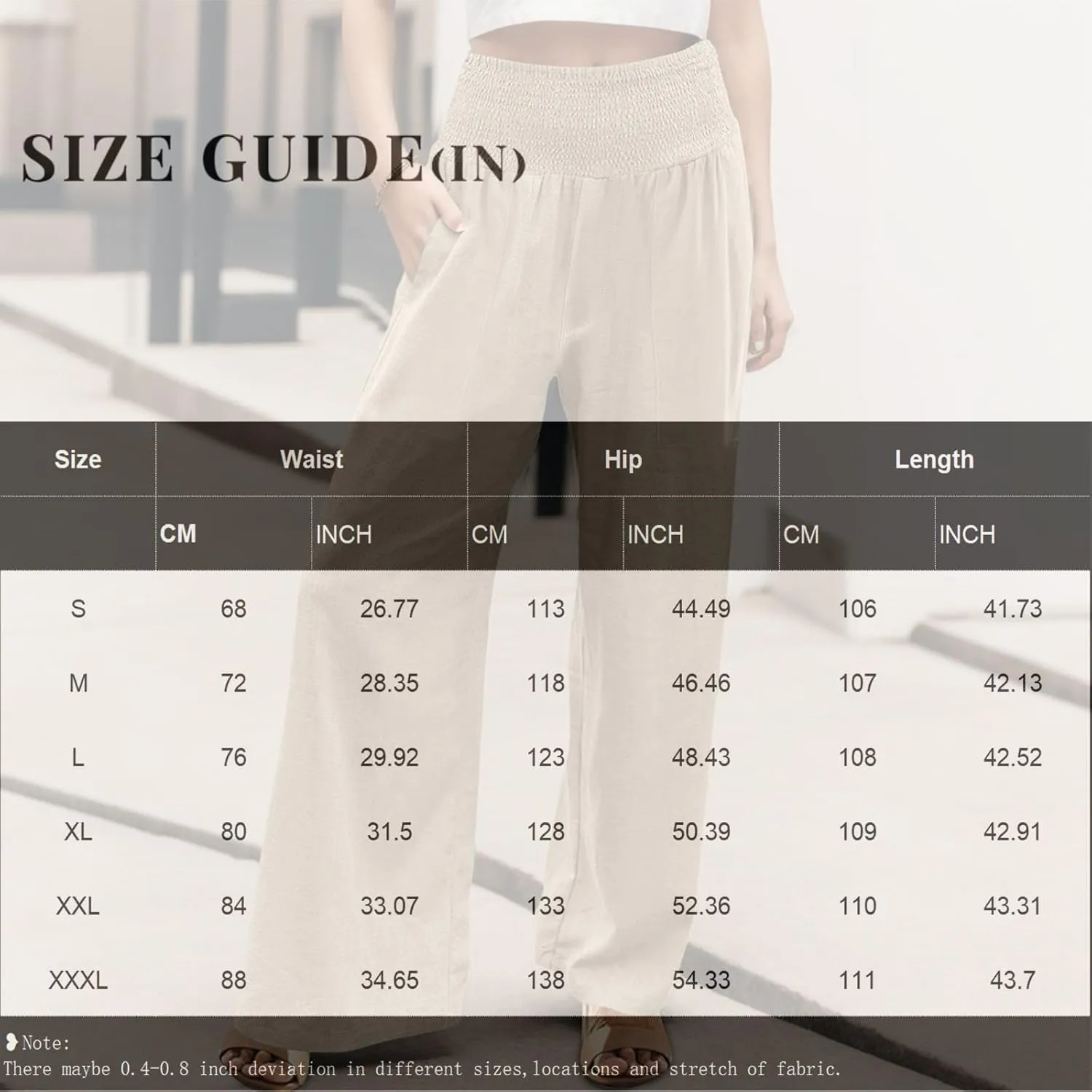 GOFULY Wide Leg Pants for Women Cotton Linen 2025 Summer Elastic Waist Palazzo Pants High Waisted Pocket Baggy Solid Clothes