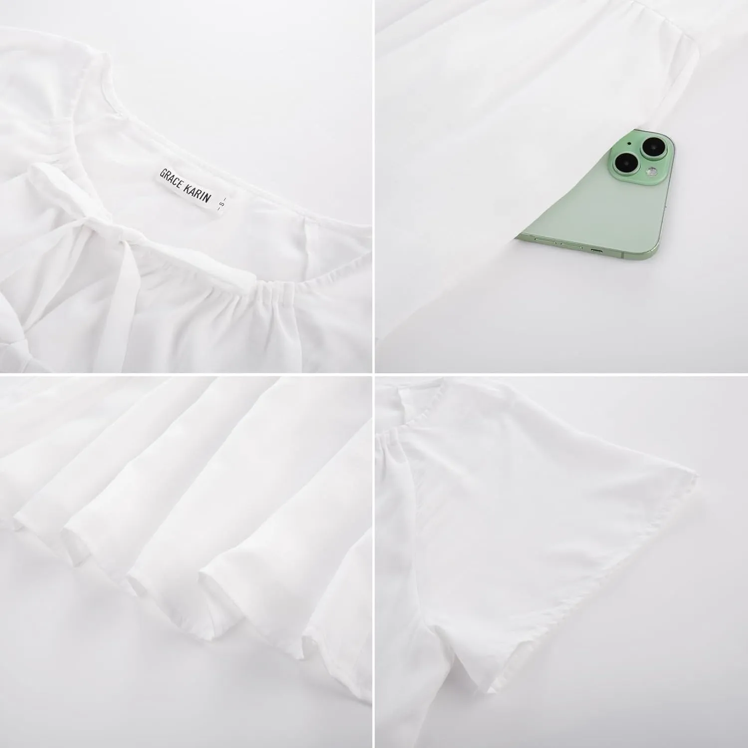 GRACE KARIN Womens Summer Dresses 2025 Casual Tie Front Midi Maternity Dress Short Sleeve Loose Flowy Pleated Beach Sundress