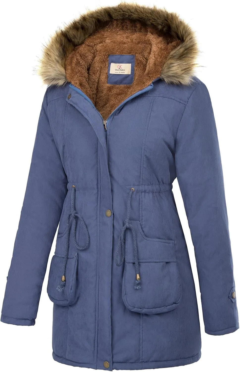GRACE KARIN Women's Winter Coats Fleece Parkas Anoraks Hooded Military Jacket Coats