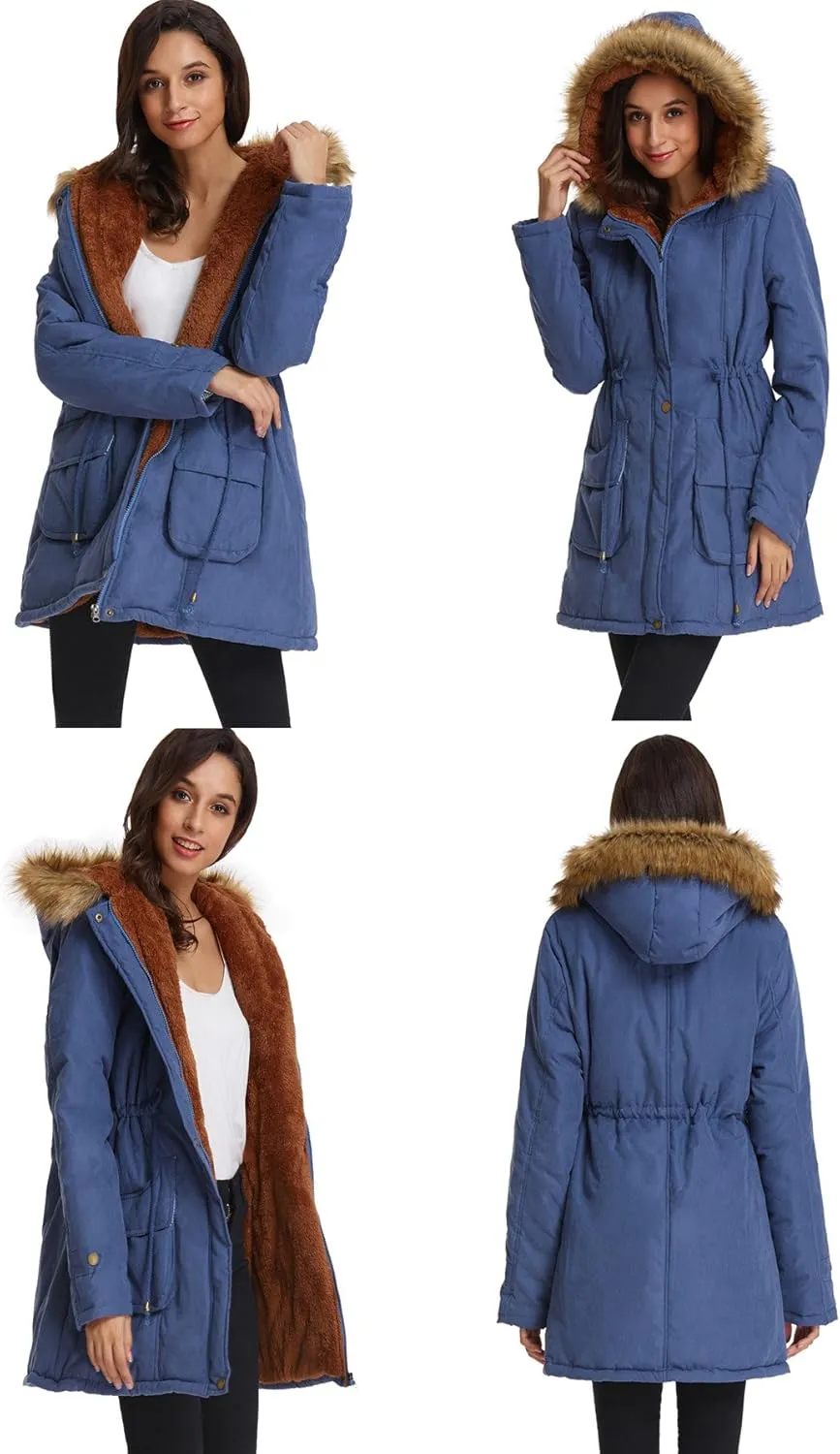 GRACE KARIN Women's Winter Coats Fleece Parkas Anoraks Hooded Military Jacket Coats