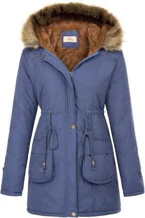 GRACE KARIN Women's Winter Coats Fleece Parkas Anoraks Hooded Military Jacket Coats