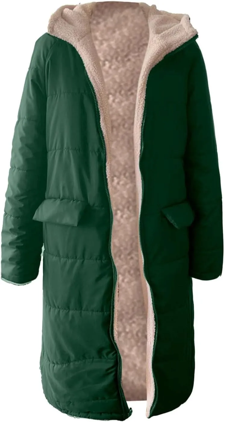 Heavyweight Outerwear Coat for Women Long Sleeve Outwear Full Zipper Solid Coat Winter Puffer Jacket Coats with