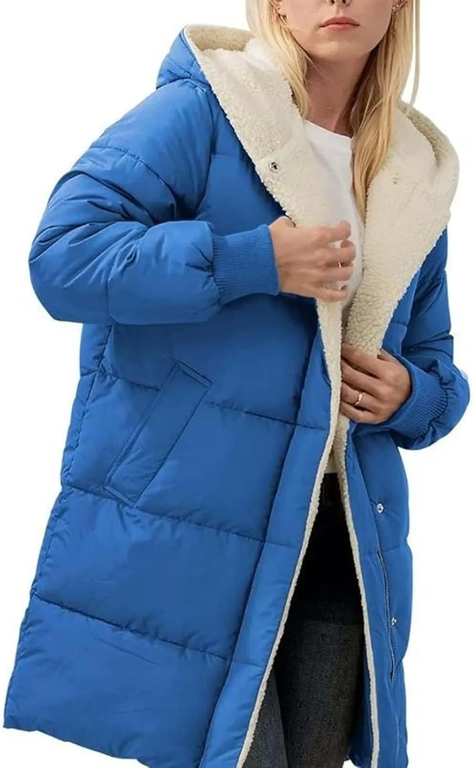 Heavyweight Outerwear Coat for Women Long Sleeve Outwear Full Zipper Solid Coat Winter Puffer Jacket Coats with